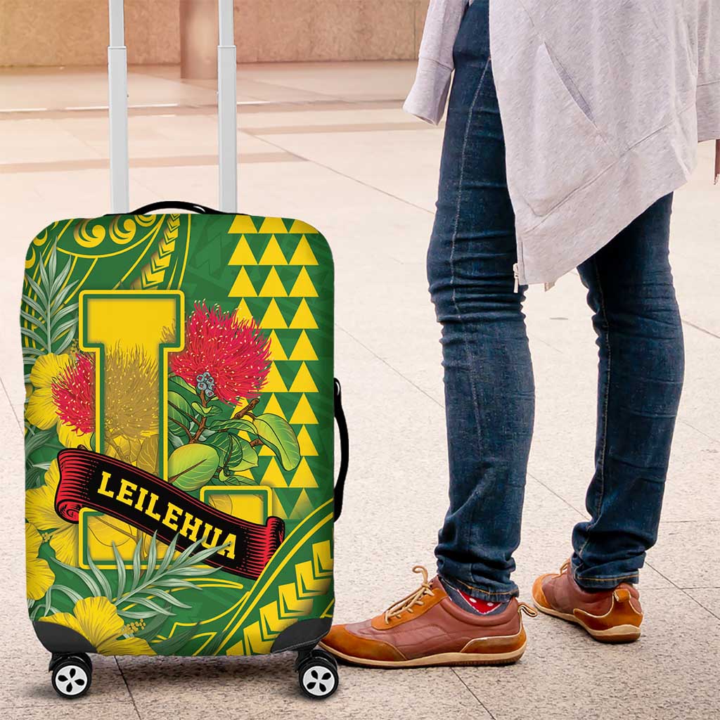 Hawaii Leilehua High School Luggage Cover Tribal Tattoo With Hibiscus Flowers