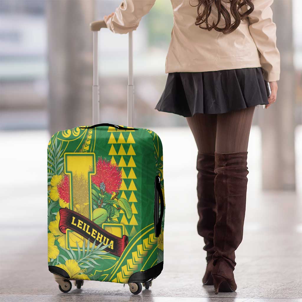 Hawaii Leilehua High School Luggage Cover Tribal Tattoo With Hibiscus Flowers