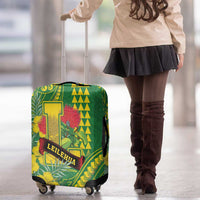 Hawaii Leilehua High School Luggage Cover Tribal Tattoo With Hibiscus Flowers