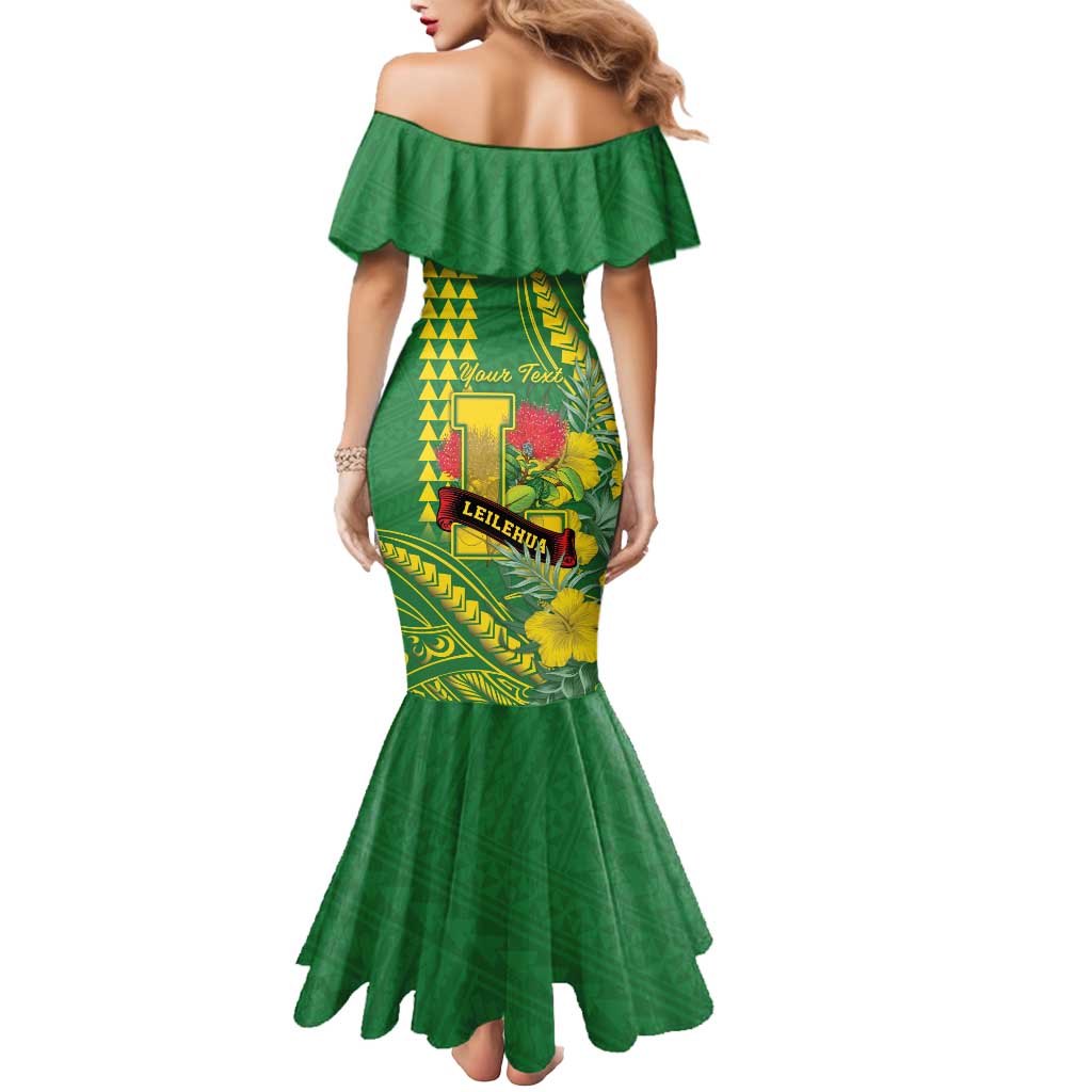 Personalised Hawaii Leilehua High School Mermaid Dress Tribal Tattoo With Hibiscus Flowers