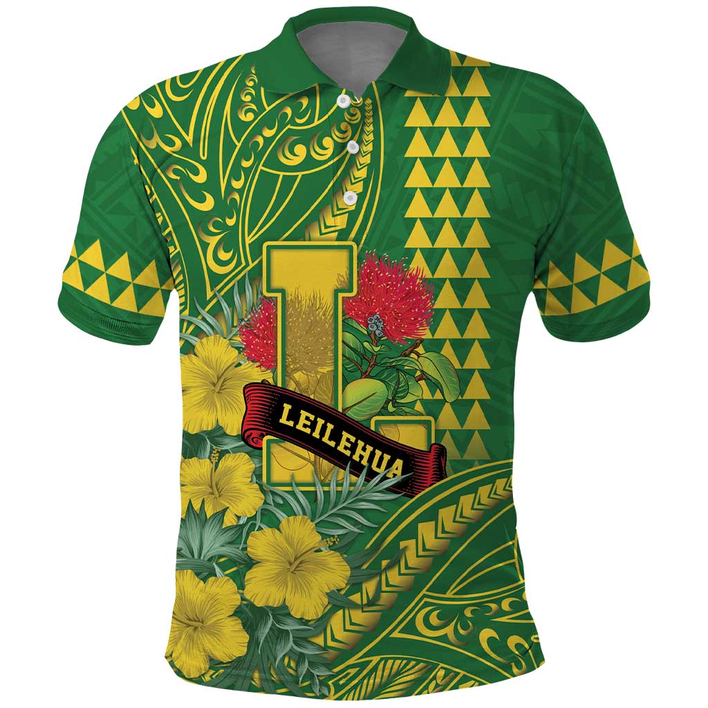 Personalised Hawaii Leilehua High School Polo Shirt Tribal Tattoo With Hibiscus Flowers