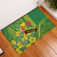 Hawaii Leilehua High School Rubber Doormat Tribal Tattoo With Hibiscus Flowers