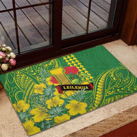 Hawaii Leilehua High School Rubber Doormat Tribal Tattoo With Hibiscus Flowers