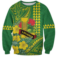 Personalised Hawaii Leilehua High School Sweatshirt Tribal Tattoo With Hibiscus Flowers LT05 Unisex Green - Polynesian Pride