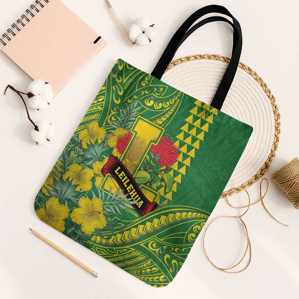 Hawaii Leilehua High School Tote Bag Tribal Tattoo With Hibiscus Flowers