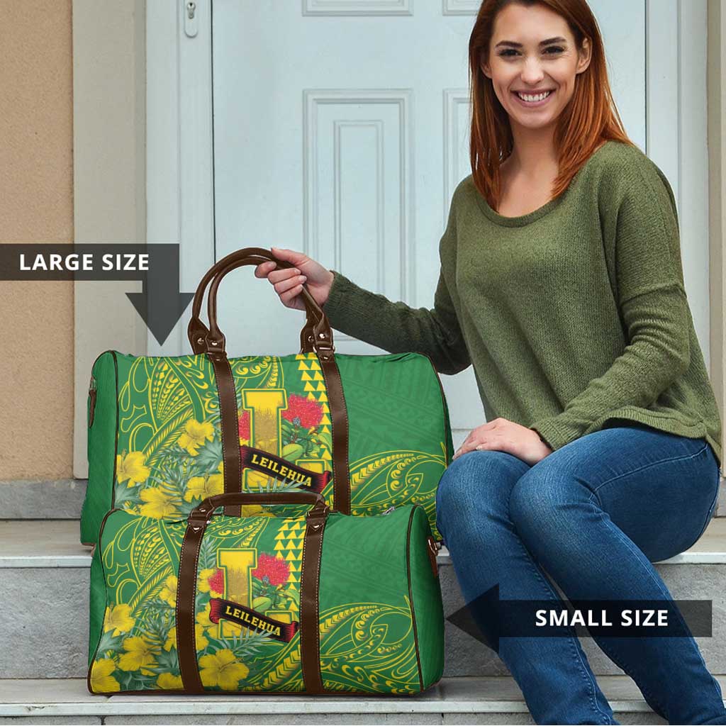 Hawaii Leilehua High School Travel Bag Tribal Tattoo With Hibiscus Flowers