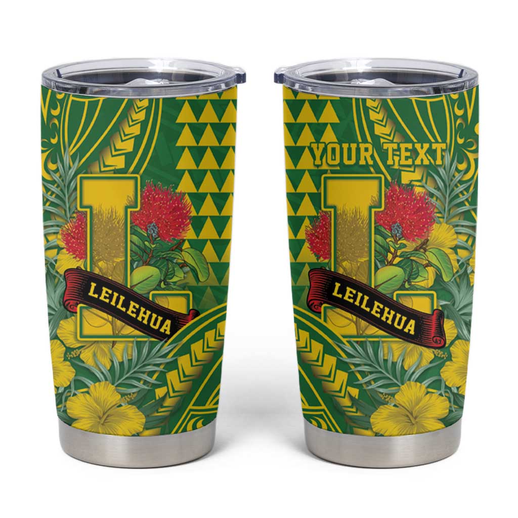 Personalised Hawaii Leilehua High School Tumbler Cup Tribal Tattoo With Hibiscus Flowers