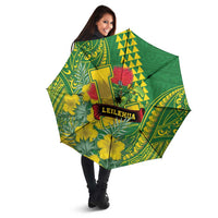 Hawaii Leilehua High School Umbrella Tribal Tattoo With Hibiscus Flowers