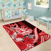Hawaii Kalani High School Area Rug Tribal Tattoo With Hibiscus Flowers LT05 - Polynesian Pride