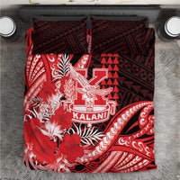 Hawaii Kalani High School Bedding Set Tribal Tattoo With Hibiscus Flowers LT05 Red - Polynesian Pride