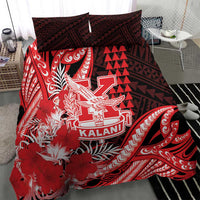 Hawaii Kalani High School Bedding Set Tribal Tattoo With Hibiscus Flowers LT05 - Polynesian Pride