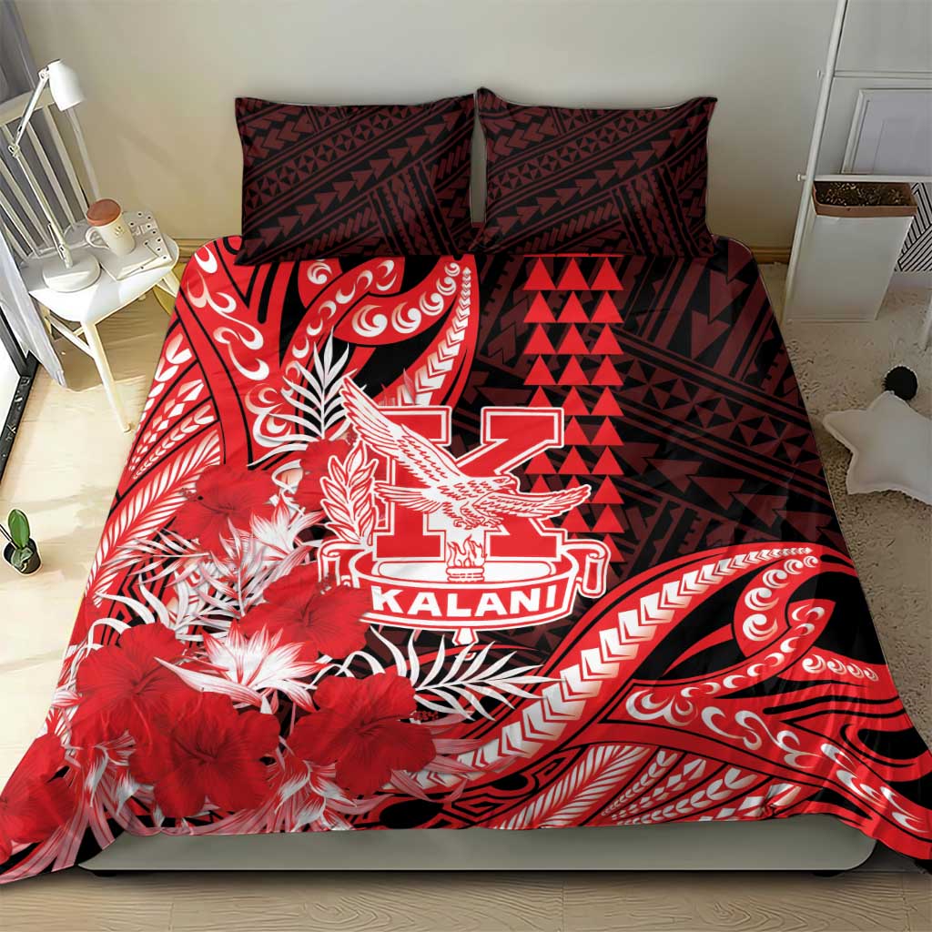 Hawaii Kalani High School Bedding Set Tribal Tattoo With Hibiscus Flowers LT05 - Polynesian Pride