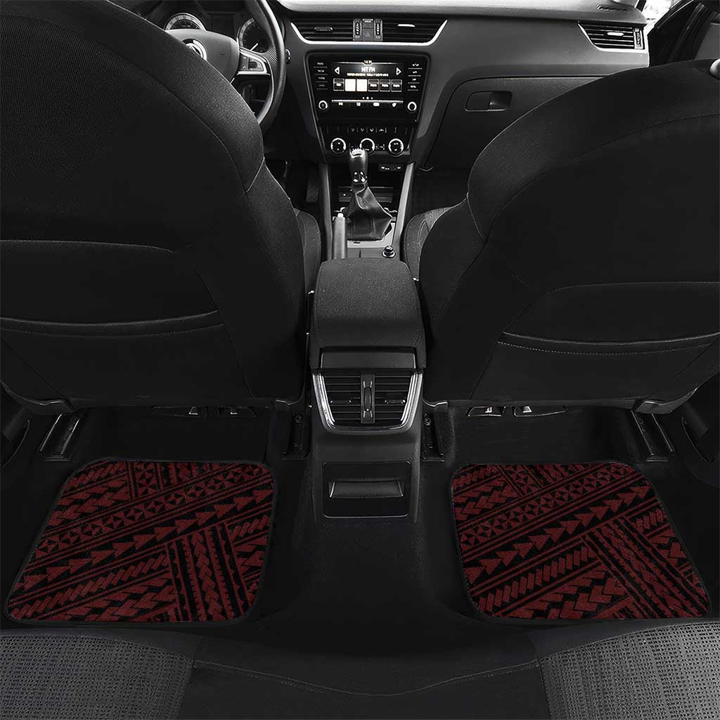 Personalised Hawaii Kalani High School Car Mats Tribal Tattoo With Hibiscus Flowers LT05 Set 2pcs - Back Red - Polynesian Pride
