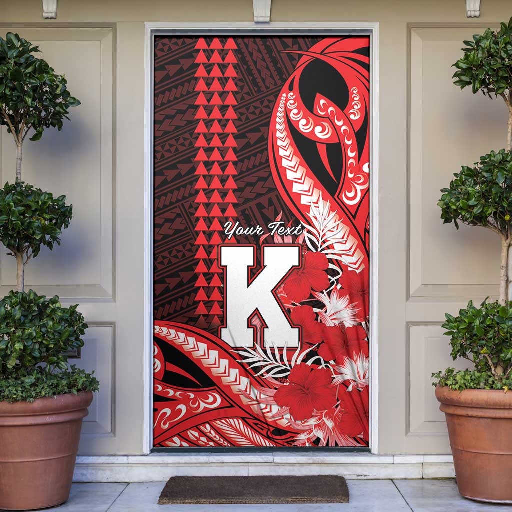 Personalised Hawaii Kalani High School Door Cover Tribal Tattoo With Hibiscus Flowers