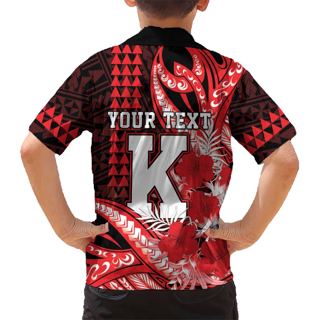 Personalised Hawaii Kalani High School Family Matching Mermaid Dress and Hawaiian Shirt Tribal Tattoo With Hibiscus Flowers