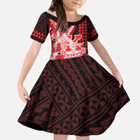 Personalised Hawaii Kalani High School Family Matching Mermaid Dress and Hawaiian Shirt Tribal Tattoo With Hibiscus Flowers