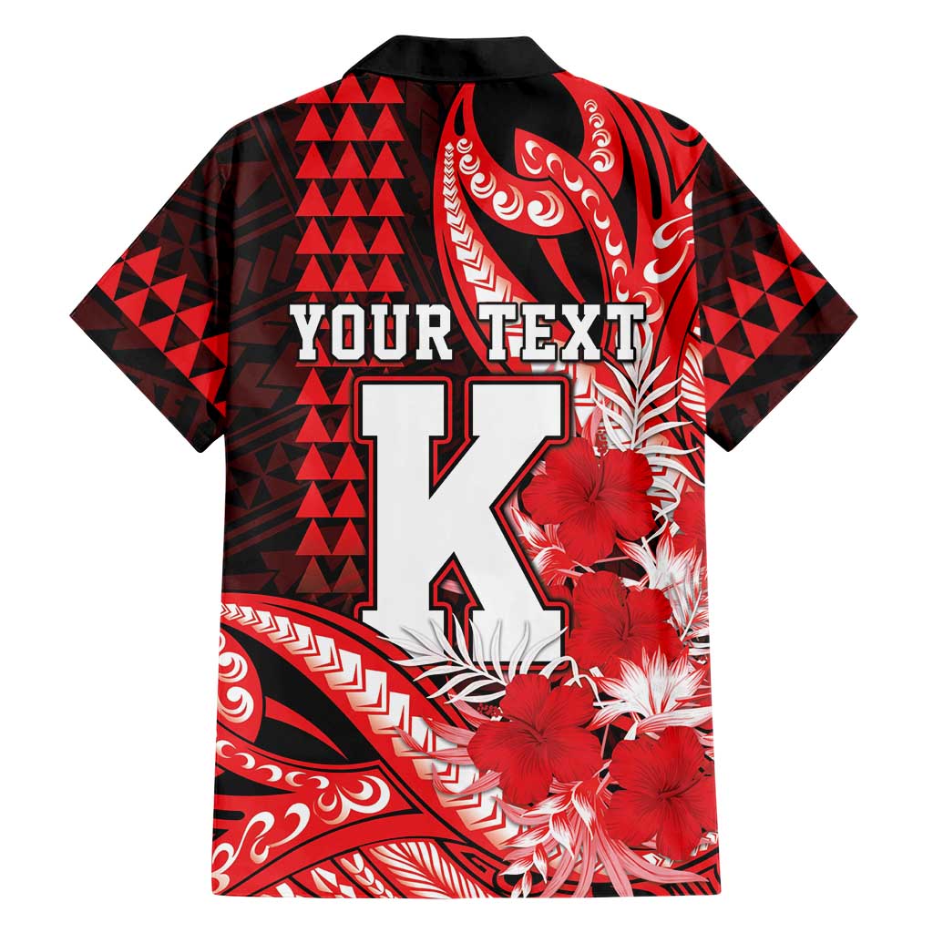 Personalised Hawaii Kalani High School Family Matching Mermaid Dress and Hawaiian Shirt Tribal Tattoo With Hibiscus Flowers