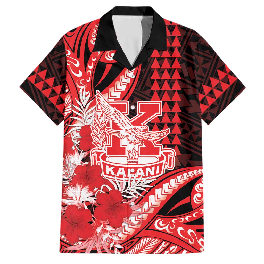 Personalised Hawaii Kalani High School Family Matching Off Shoulder Maxi Dress and Hawaiian Shirt Tribal Tattoo With Hibiscus Flowers