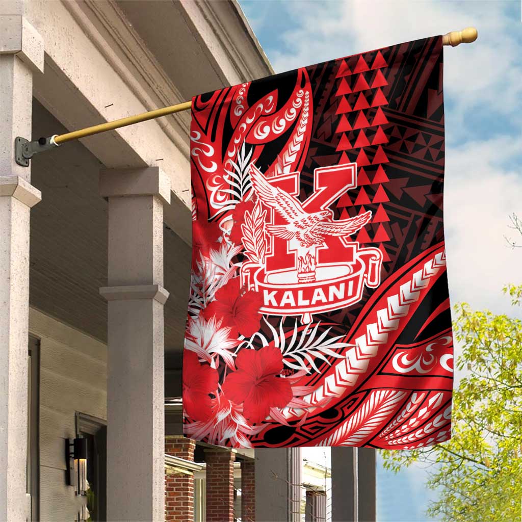 Hawaii Kalani High School Garden Flag Tribal Tattoo With Hibiscus Flowers