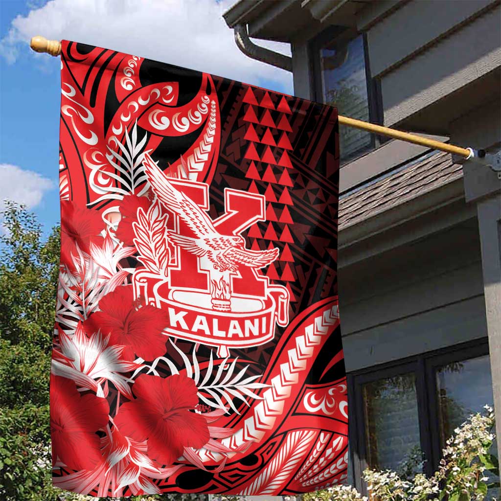 Hawaii Kalani High School Garden Flag Tribal Tattoo With Hibiscus Flowers LT05 - Polynesian Pride