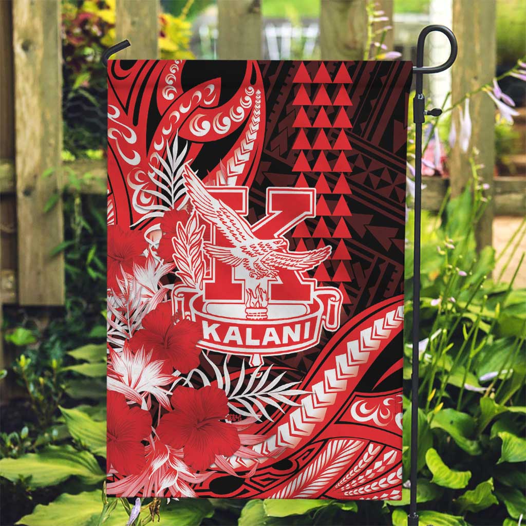 Hawaii Kalani High School Garden Flag Tribal Tattoo With Hibiscus Flowers LT05 Garden Flag Red - Polynesian Pride