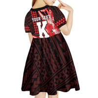 Personalised Hawaii Kalani High School Kid Short Sleeve Dress Tribal Tattoo With Hibiscus Flowers