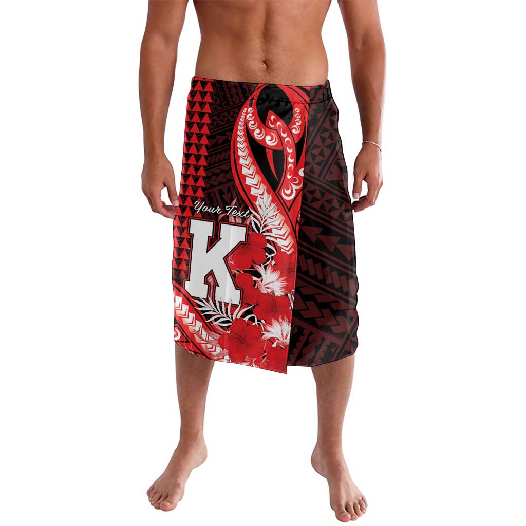 Personalised Hawaii Kalani High School Lavalava Tribal Tattoo With Hibiscus Flowers LT05 Red - Polynesian Pride