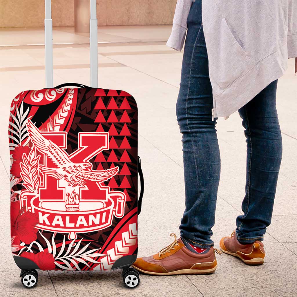 Hawaii Kalani High School Luggage Cover Tribal Tattoo With Hibiscus Flowers