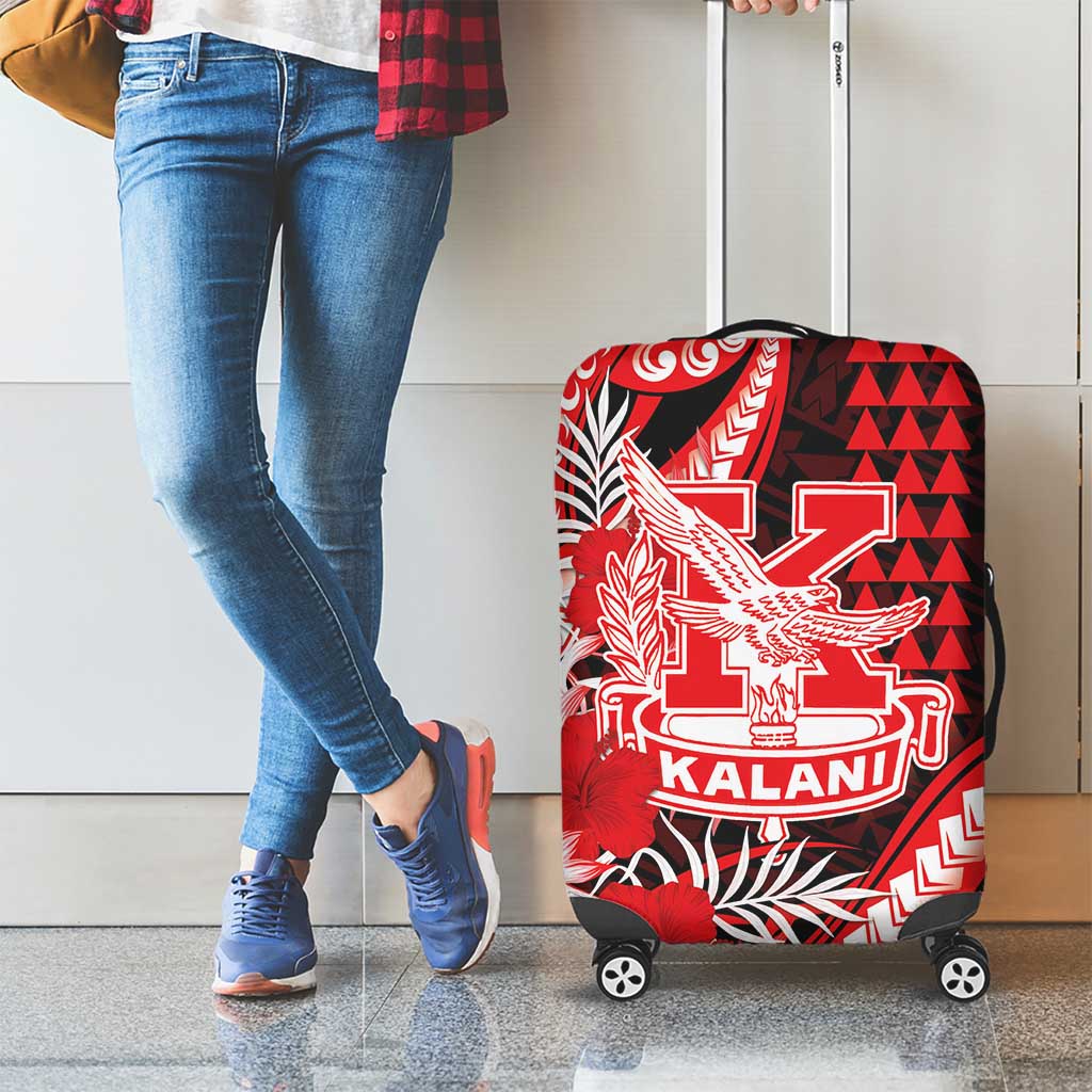 Hawaii Kalani High School Luggage Cover Tribal Tattoo With Hibiscus Flowers