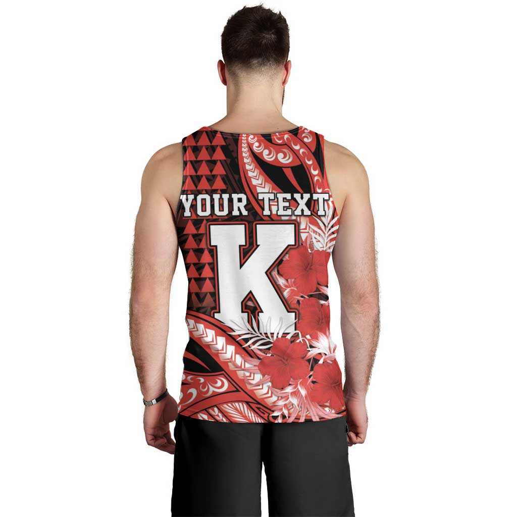 Personalised Hawaii Kalani High School Men Tank Top Tribal Tattoo With Hibiscus Flowers