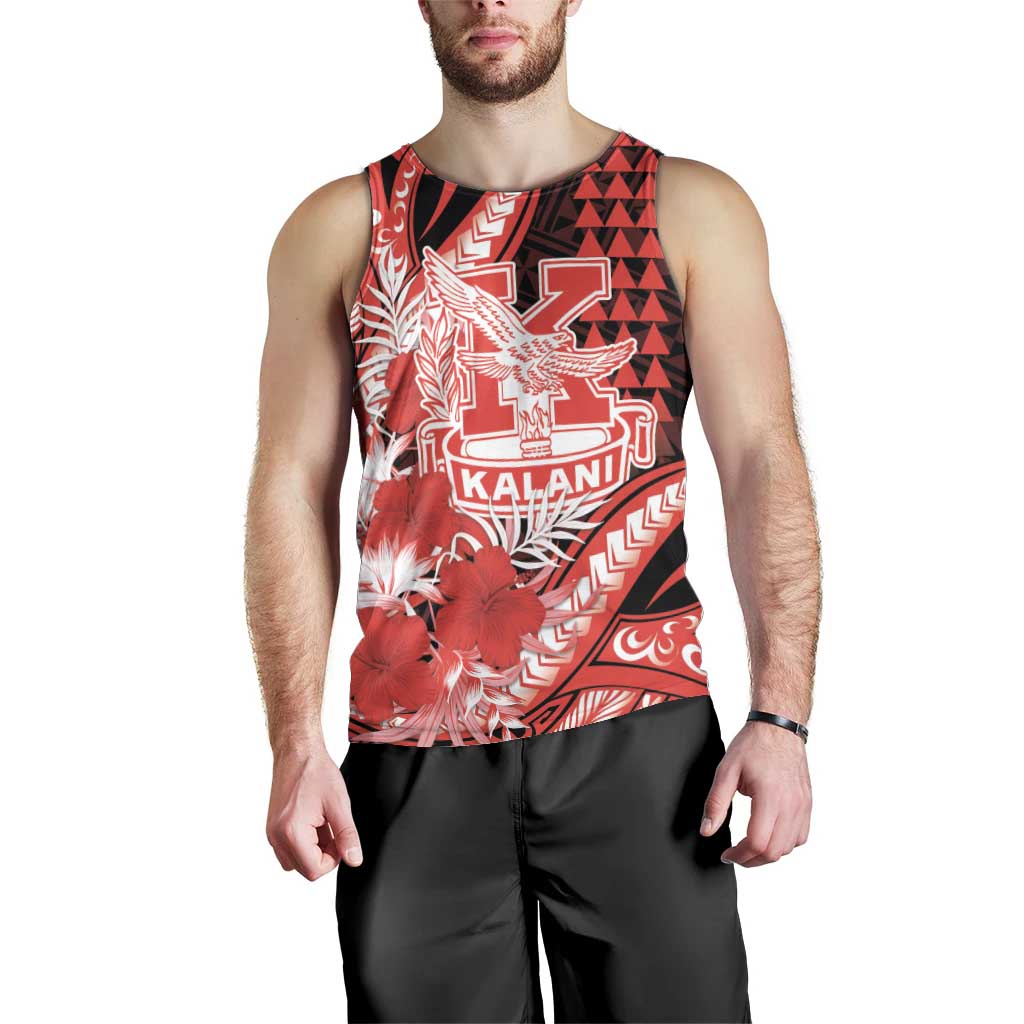 Personalised Hawaii Kalani High School Men Tank Top Tribal Tattoo With Hibiscus Flowers