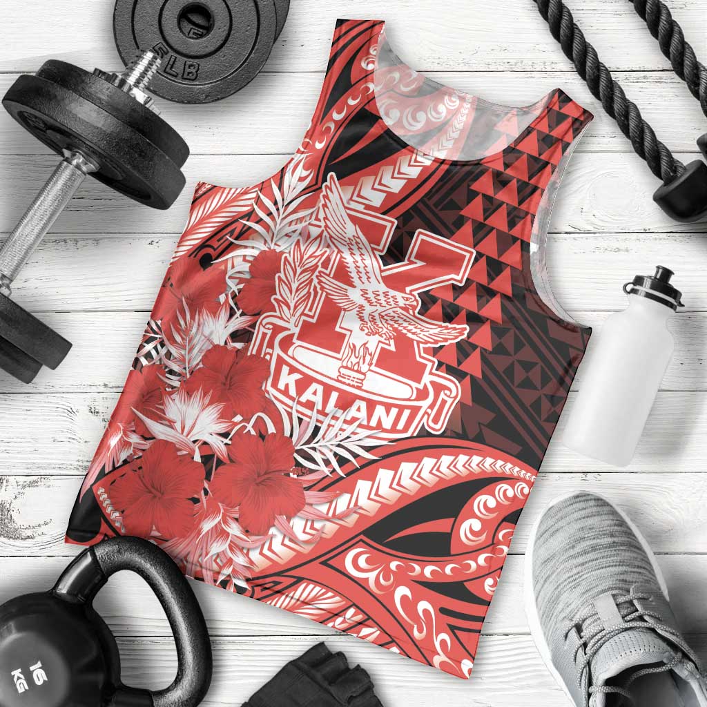 Personalised Hawaii Kalani High School Men Tank Top Tribal Tattoo With Hibiscus Flowers
