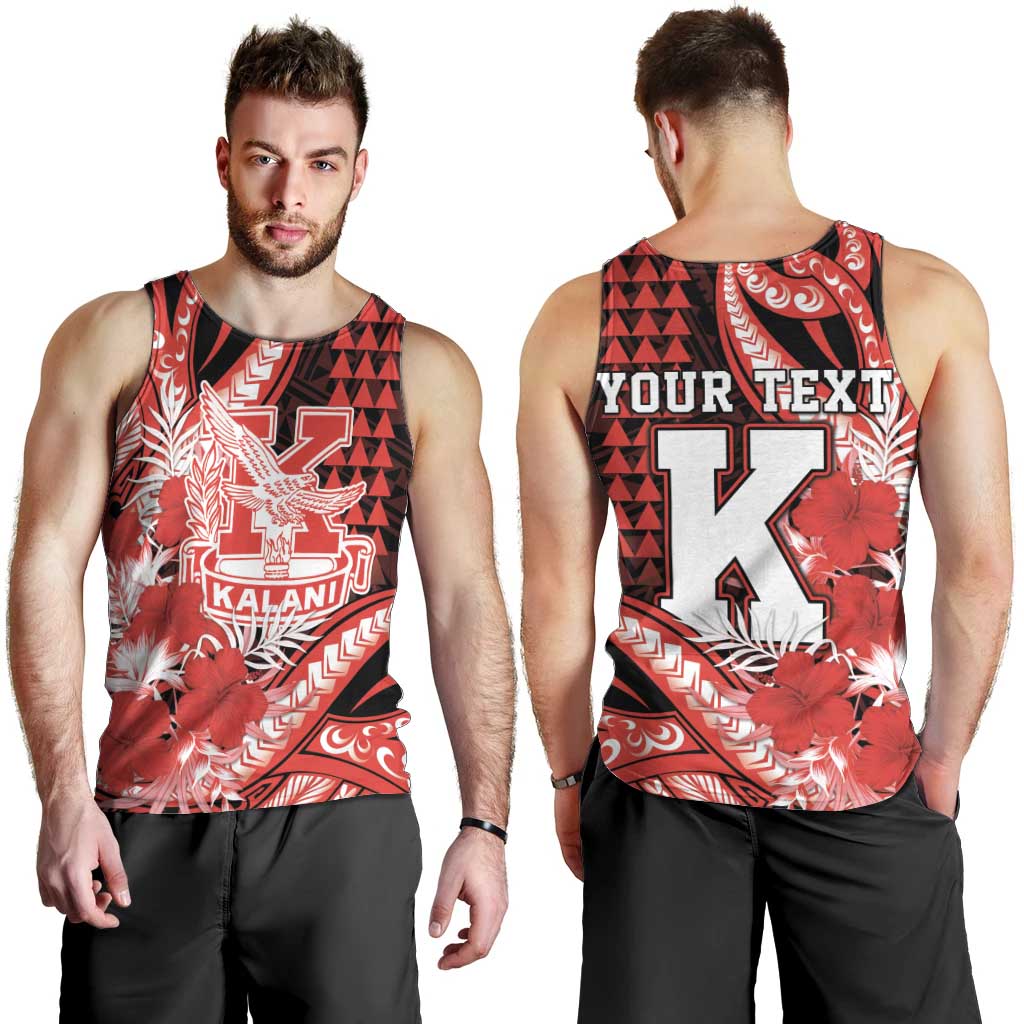 Personalised Hawaii Kalani High School Men Tank Top Tribal Tattoo With Hibiscus Flowers