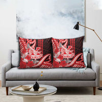 Hawaii Kalani High School Pillow Cover Tribal Tattoo With Hibiscus Flowers