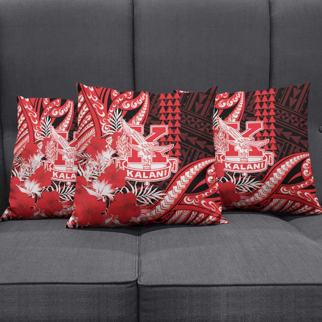 Hawaii Kalani High School Pillow Cover Tribal Tattoo With Hibiscus Flowers
