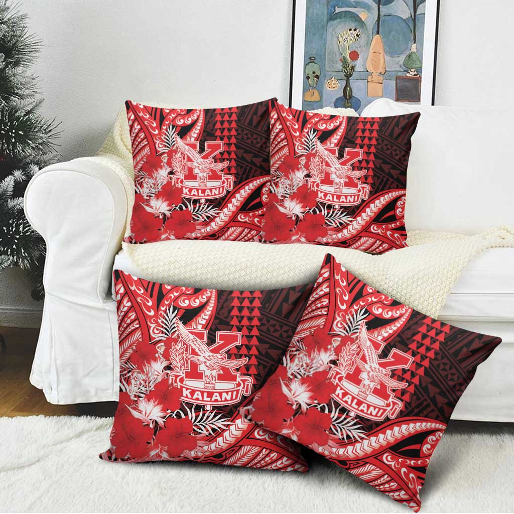 Hawaii Kalani High School Pillow Cover Tribal Tattoo With Hibiscus Flowers