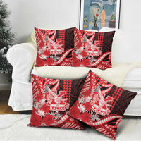 Hawaii Kalani High School Pillow Cover Tribal Tattoo With Hibiscus Flowers