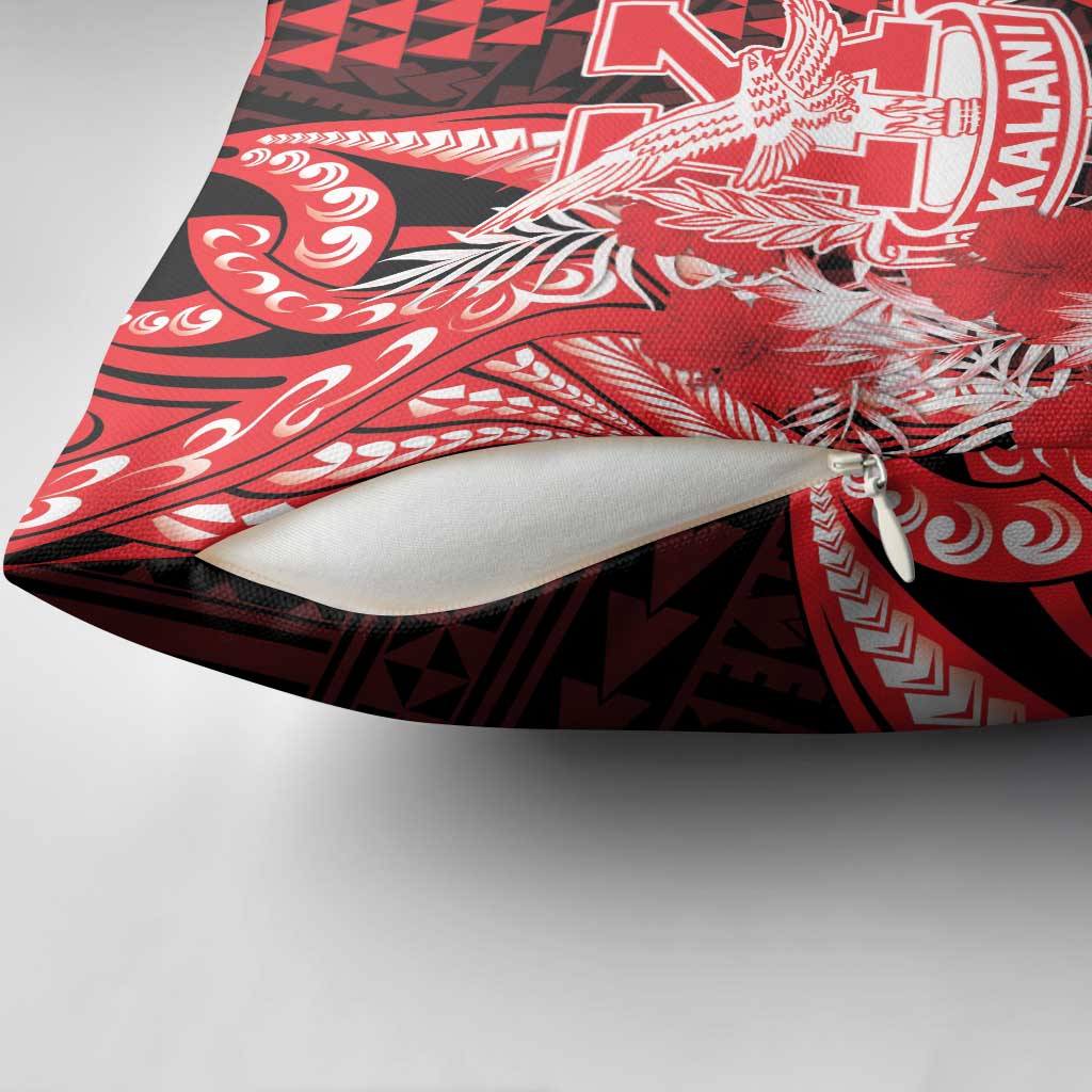 Hawaii Kalani High School Pillow Cover Tribal Tattoo With Hibiscus Flowers