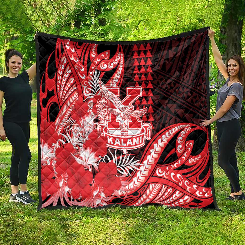 Hawaii Kalani High School Quilt Tribal Tattoo With Hibiscus Flowers