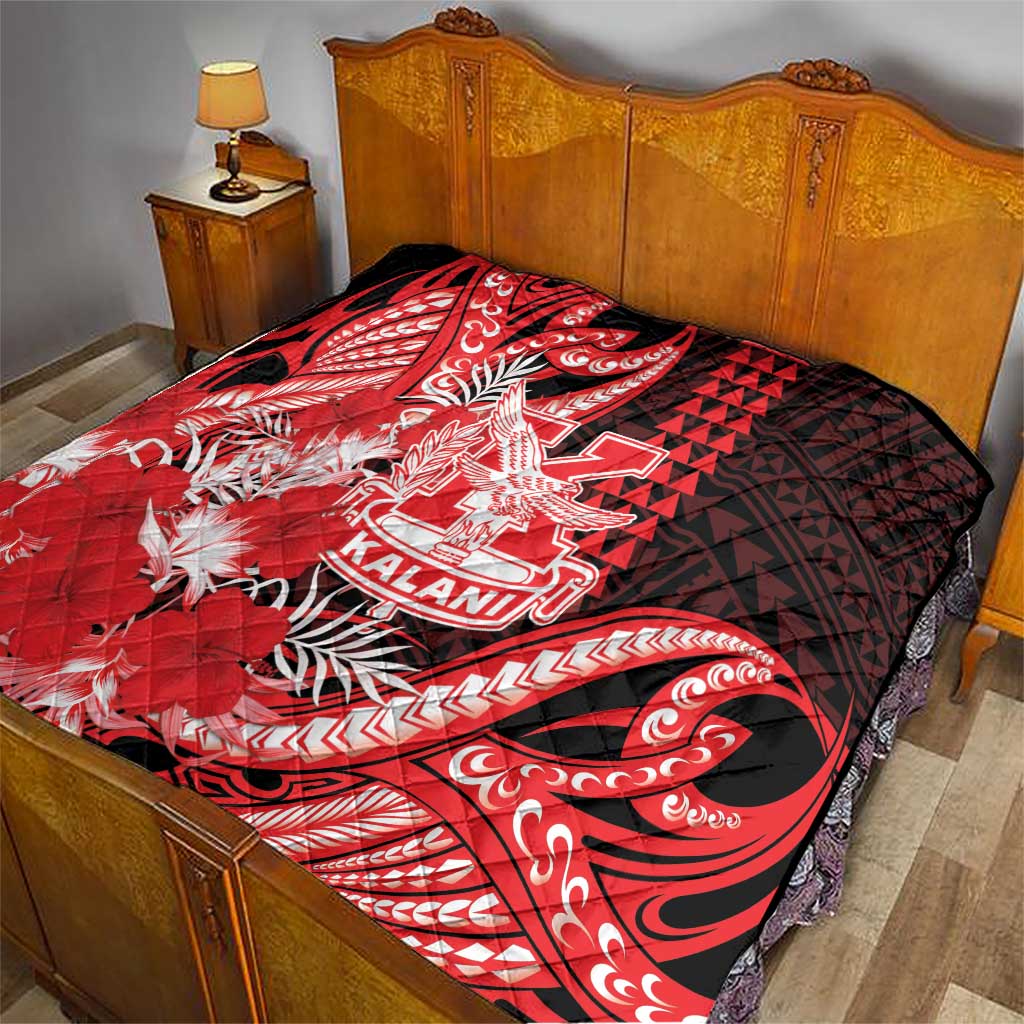 Hawaii Kalani High School Quilt Tribal Tattoo With Hibiscus Flowers