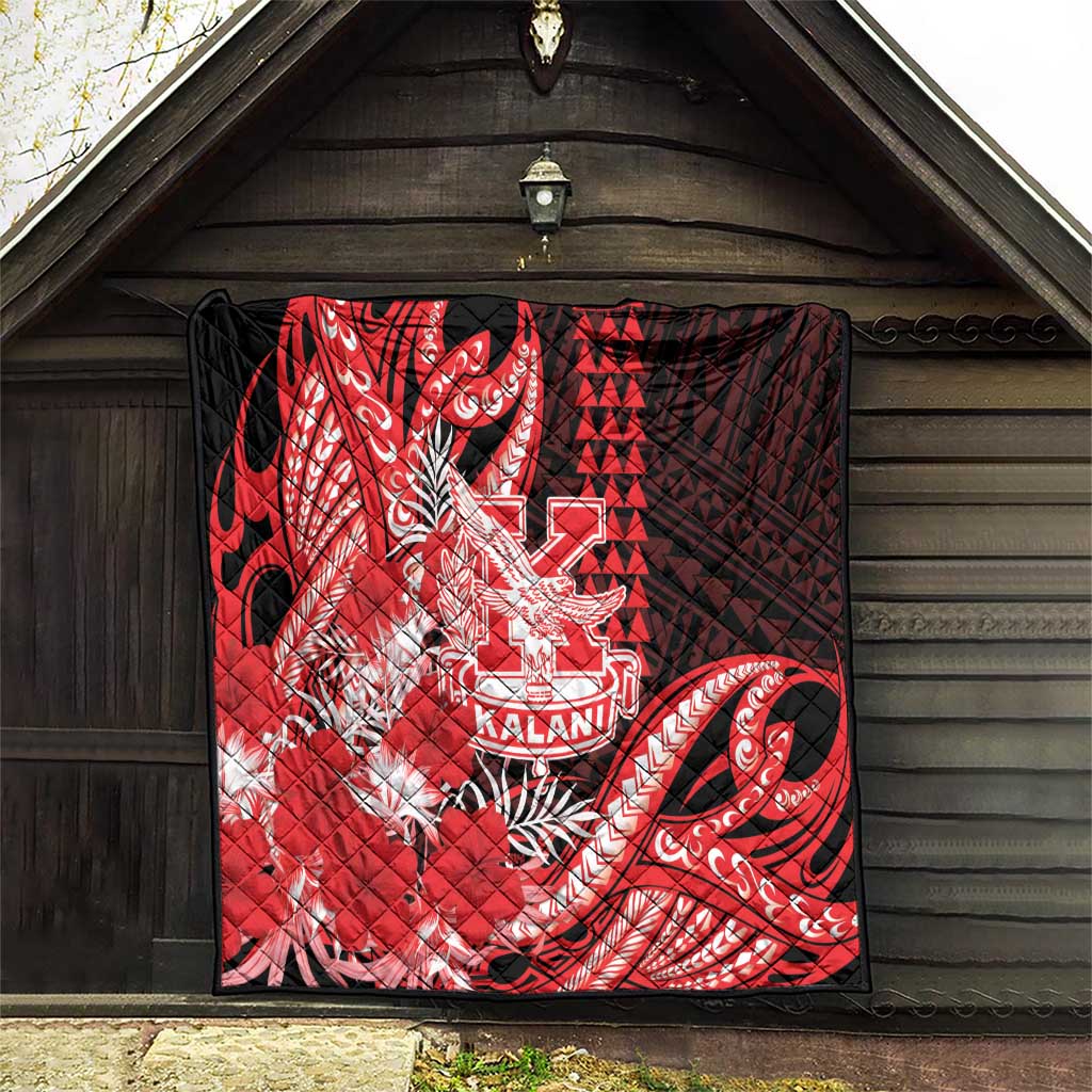 Hawaii Kalani High School Quilt Tribal Tattoo With Hibiscus Flowers