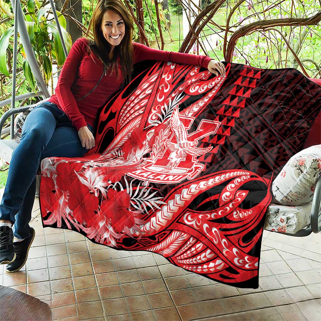 Hawaii Kalani High School Quilt Tribal Tattoo With Hibiscus Flowers