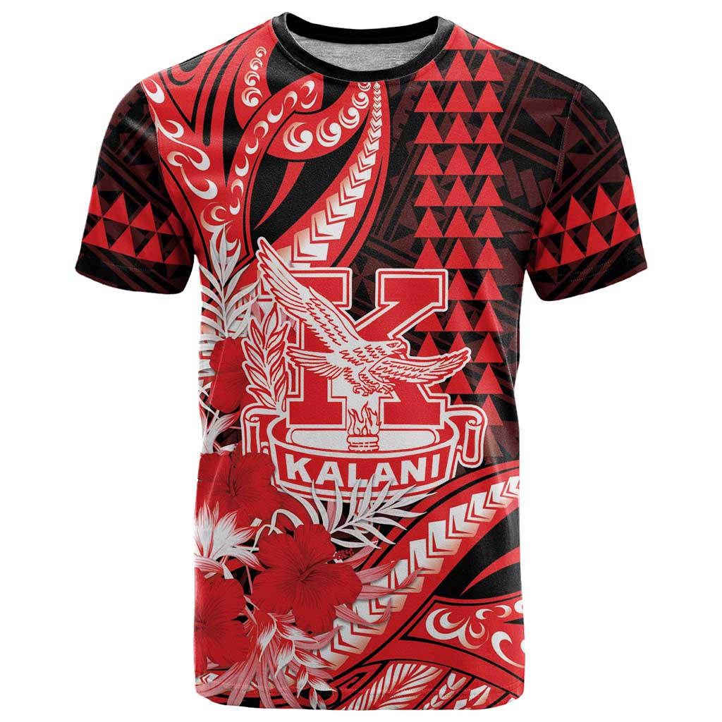 Personalised Hawaii Kalani High School T Shirt Tribal Tattoo With Hibiscus Flowers