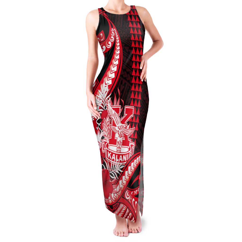 Personalised Hawaii Kalani High School Tank Maxi Dress Tribal Tattoo With Hibiscus Flowers
