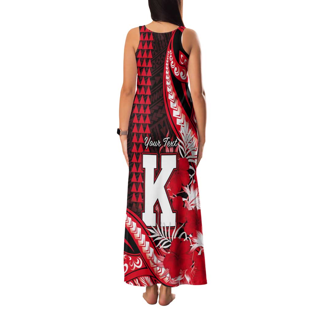 Personalised Hawaii Kalani High School Tank Maxi Dress Tribal Tattoo With Hibiscus Flowers