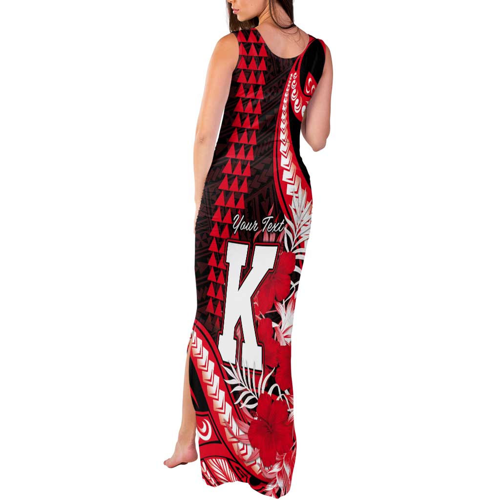 Personalised Hawaii Kalani High School Tank Maxi Dress Tribal Tattoo With Hibiscus Flowers
