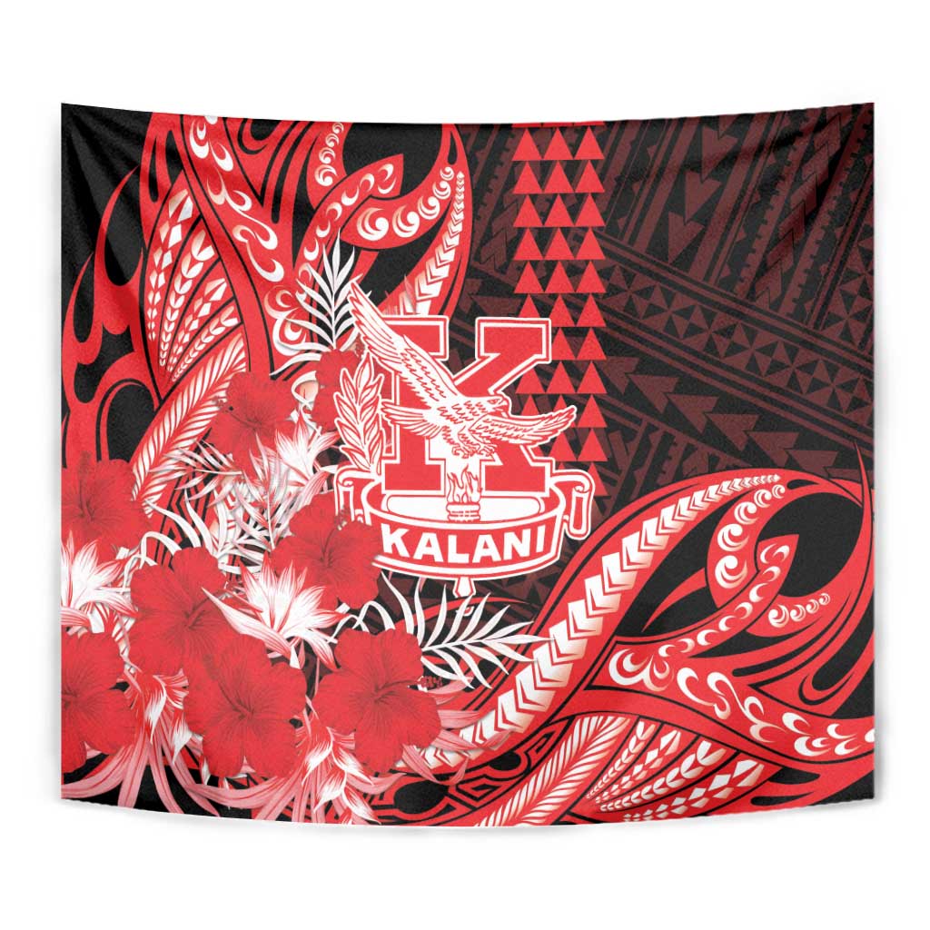 Hawaii Kalani High School Tapestry Tribal Tattoo With Hibiscus Flowers LT05 - Polynesian Pride