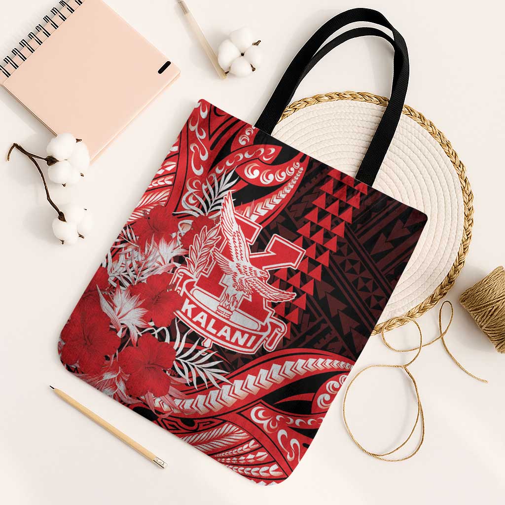 Hawaii Kalani High School Tote Bag Tribal Tattoo With Hibiscus Flowers