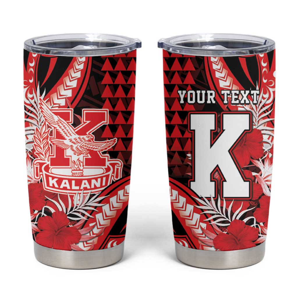 Personalised Hawaii Kalani High School Tumbler Cup Tribal Tattoo With Hibiscus Flowers