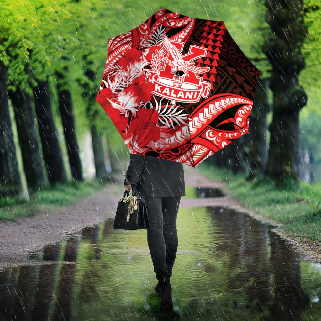 Hawaii Kalani High School Umbrella Tribal Tattoo With Hibiscus Flowers LT05 - Polynesian Pride